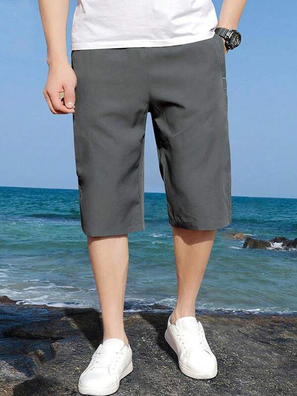 Men's Summer Casual Vacation Zipper Pocket 7/10 Length Shorts