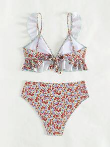 SHEIN Swim Women's Summer Fashion Ditsy Floral RBikini Set Set,Summer Beach - Multicolor - View 2