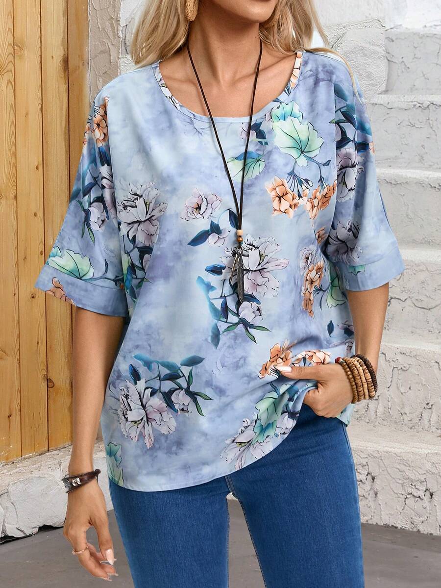 EMERY ROSE Top décontracté imprimé floral pour femme pour l'été - Multicolore - Voir 1