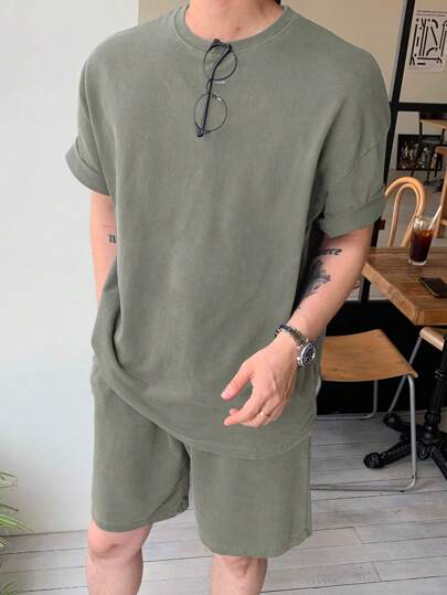 DAZY Bộ đồ nam mùa hè màu trơn 2 món, trang phục ấm áp cho lễ Phục Sinh.