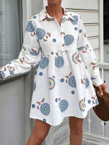 Women's  Embroidered & Printed Vacation Long Sleeve Shirt - Multicolor - View 2