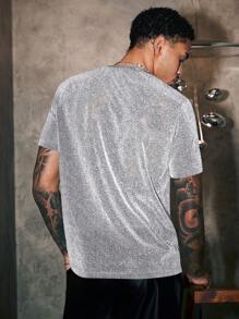 Manfinity NiteLyfe Men's Summer Round Neck Short Sleeve Casual T-Shirt With Shiny Print