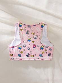 HELLO KITTY AND FRIENDS | SHEIN Tween Girl Cartoon & Letter Print Racerback Underwear Top