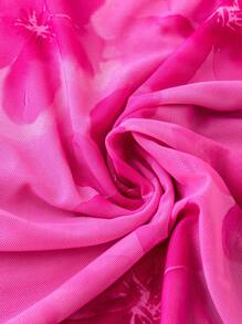 Soleia WYWH度假女士休閒海邊假期束口網布花環印染裙擺A線裙