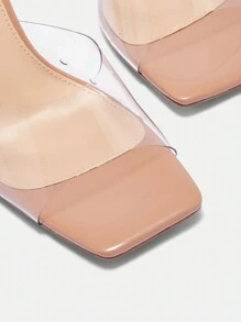 CUCCOO BIZCHIC Giày sandal gel thủy tinh trong suốt cao gót dành cho nữ, gót tốt nghiệp, giày cao gót vũ hội cho mùa hè Phong cách thanh lịch cơ bản cho doanh nhân Công sở sang trọng Halloween - Màu be - Xem 7