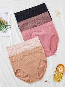 SHEIN 5入組高腰修身無痕大尺碼女士內褲 - 彩色 - 查看 3