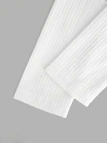 SHEIN Tween Girl Ruched Crop Jacquard Knit Top And Flare Leg Jeans Set With Exaggerated Ruffle Hem - Medium Wash - View 8