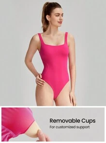 GLOWMODE FeatherFit™ Square Neck Bodysuit - Tropical Pink - View 3