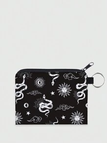 ROMWE Goth Sun & Moon Snake Graphic Coin Purse - Multicolor - View 1
