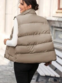 SHEIN LUNE Flap Pocket Zipper Vest Padded Padded Coat Clothes Winter