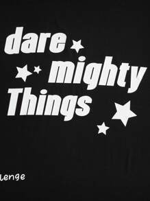 Manfinity EMRG 男士夏季短袖休閒T卹，印有口號設計 - 黑色 - 查看 4