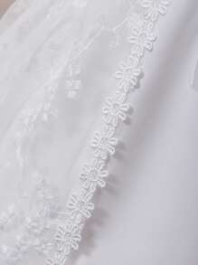 嬰兒女孩蕾絲網紗甜美可愛輕奢派對裙 - 白色 - 查看 4