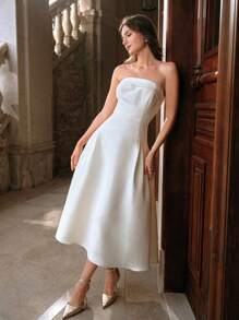 MOTF PREMIUM WOVEN A-LINE TUBE DRESS
