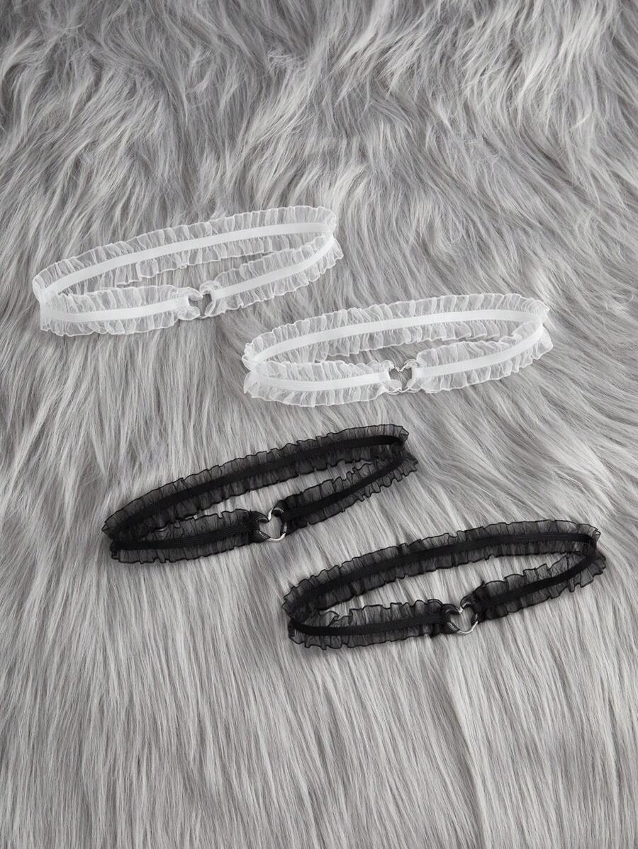 4pcs Heart Decor Lace Leg Ring