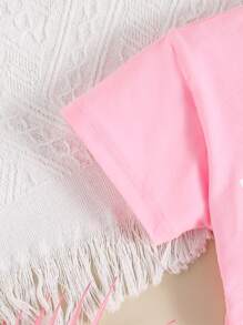 SHEIN Explorewe Young Girl Colorblock Simple Short Sleeve Top + Sleeveless Tank Top + Pleated Skirt 3-Piece Outfit For Daily Wear - Multicolor - View 7