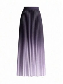 Abito lungo plissettato sfumato elegante da donna - Viola - Visualizzare 3