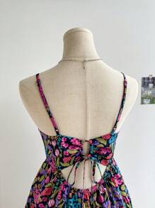 Soleia Vestido de tirantes de flores con volantes para mujeres para vacaciones de verano