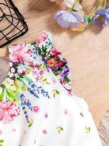 SHEIN Tween Girl elegante top met bloemenprint en rokset met riem