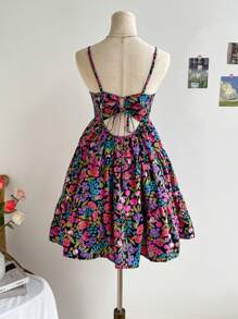 Soleia Vestido de tirantes de flores con volantes para mujeres para vacaciones de verano