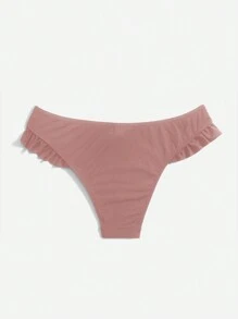 SHEIN Swim Solid Color Ruffle Trim Bikini Bottom,Summer Beach