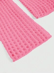 ROMWE 夏季鉤織粉紅色空心短身船領毛衣套頭上衣 - 粉色 - 查看 4