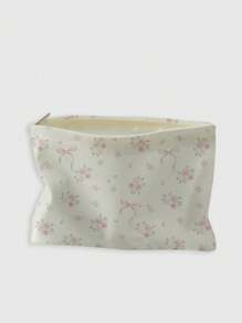 ROMWE Kawaii 雙面印花麻花紋化妝包，蝴蝶與花紋加上蝴蝶結裝飾 - 彩色 - 查看 5