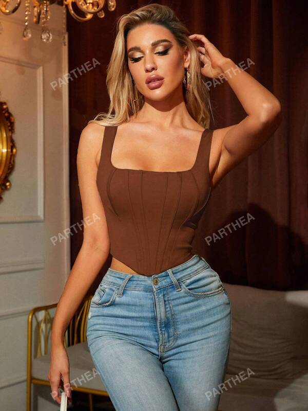 PARTHEA Top sans manches unicolore asymétrique