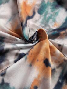 Damska luźna koszulka z nadrukiem tie-dye i okrągłym dekoltem, z długim rękawem, wiosna/lato