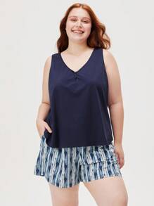 Conjunto de pijama suave de algodón de descanso para mujeres de talla grande - Multicolor - Ver 7