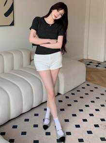 DAZY Women's Fashionable Summer Striped T-Shirt, Simple And Versatile For Daily Wear