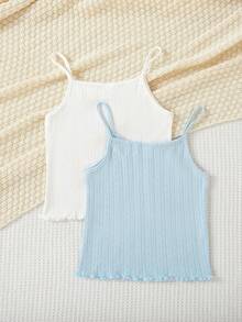 Conjunto de 2 piezas de ropa interior para niña joven con tirantes de un unicolor - Multicolor - Ver 2