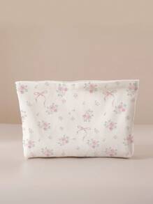 ROMWE Kawaii 雙面印花麻花紋化妝包，蝴蝶與花紋加上蝴蝶結裝飾 - 彩色 - 查看 2