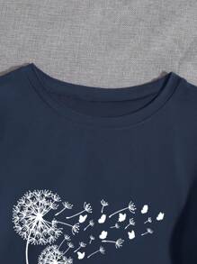 INAWLY Women's Dandelion Plant Floral Lover Short Sleeve Casual T-Shirt, Summer Graphic Tees Women Tops