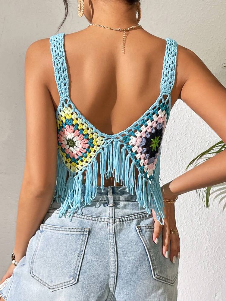 Women's Beach Holiday Bohemian Colorful Crochet Cover-Up Summer