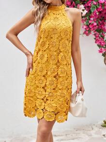 SHEIN Clasi 女性無袖休閒假期風格春夏黃色連衣裙 - 黃色 - 查看 4