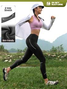 In My Nature Women Fashionable High-Waist Elastic Slim-Fit Outdoor Sports Pants