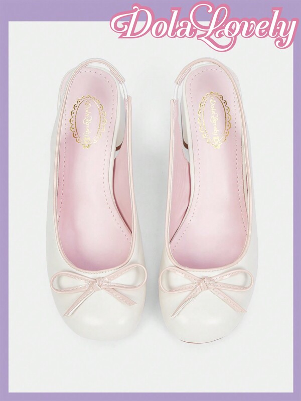Dola Lovely Round-Toe Low-Cut Bowknot Thick-Heel Shoes For Women, High-Heeled Fashion Shoes Spring Shoes Spring Break Easter
