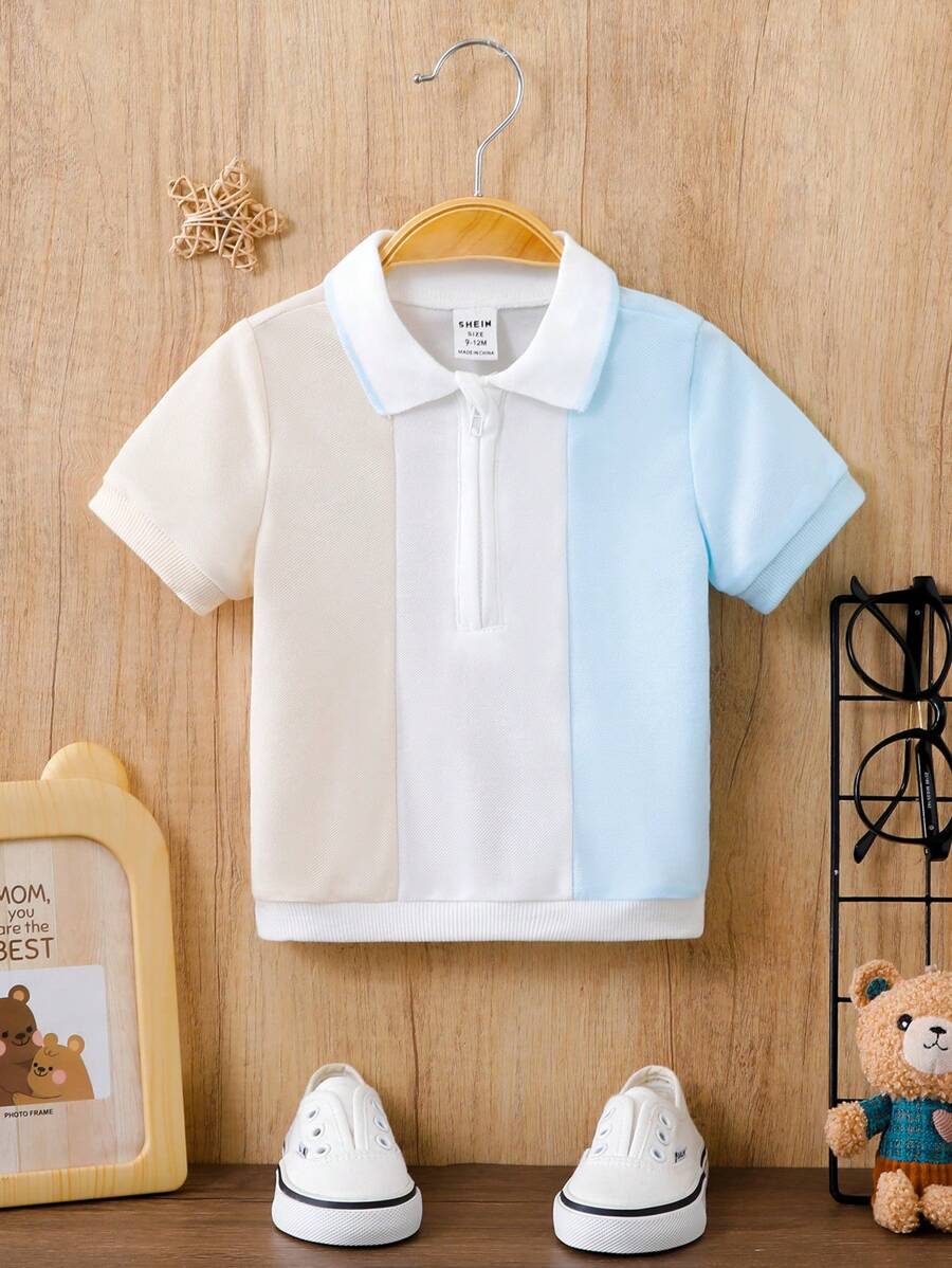 Polo para bebé niño con piezas de diferentes colores, casual y versátil, adecuado para salidas en primavera y verano - Multicolor - Ver 1