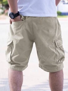 Manfinity Homme Loose Fit Men Summer Cargo Shorts With Flap Pocket & Side Pockets - Apricot - View 2