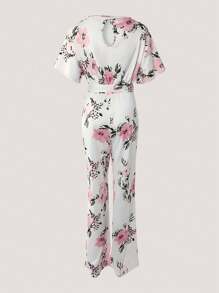 INAWLY Floral Print Off-The-Shoulder Ruffle Jumpsuit For Women - Multicolor - View 2