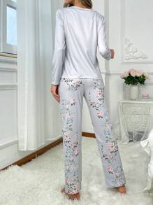 PJS13 Women's Milk Silk Pajama Set, 140g Digital Printing