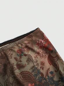 ROMWE PUNK Plus Size Vintage Tie Dye Flower Print Mermaid Skirt