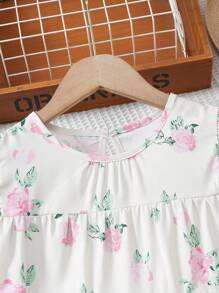 Tween Girl Summer Vacation Dress With All-Over Flower Print And Ruffle Hem - Apricot - View 4