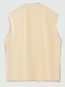 ROMWE MEN Street Life Men Eyeglasses Printed Tank Top, Suitable For Spring And Summer Street Style - Beige - View 2