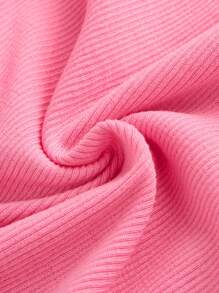 SHEIN Teen Girl Knitted Ribbed Ruched Casual Camisole Top - Watermelon Pink - View 4