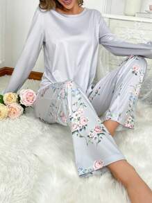 PJS13 Women's Milk Silk Pajama Set, 140g Digital Printing