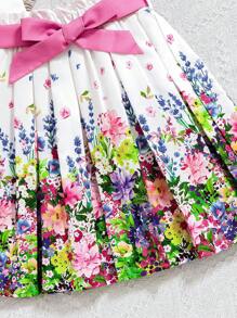 SHEIN Tween Girl elegante top met bloemenprint en rokset met riem