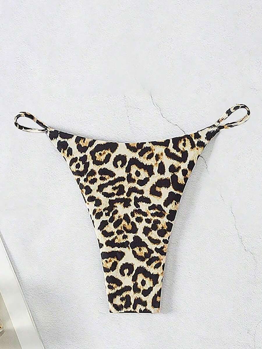SHEIN Swim Leopard Printed Bikini Bottoms Triangle Swimwear, Perfect For Beach And Poolside Vacation,Summer Beach - متعدد الألوان - مشاهدة 1