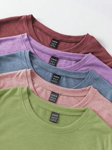 INAWLY Camiseta casual de verano para mujer de cuello redondo y manga corta de unicolor