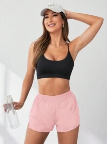 Sovereign Charm Summer Double-Layered Running Shorts, Comfortable, Anti-Glare, Ideal For YogaWomen Sweat Short, Gym Short, Biker Short Comfy Short - Pink - View 4